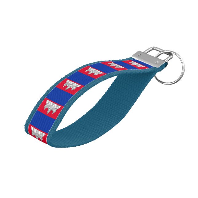 Cambodian Flag & Cambodia wrist keychain /fashion (Angled Up)