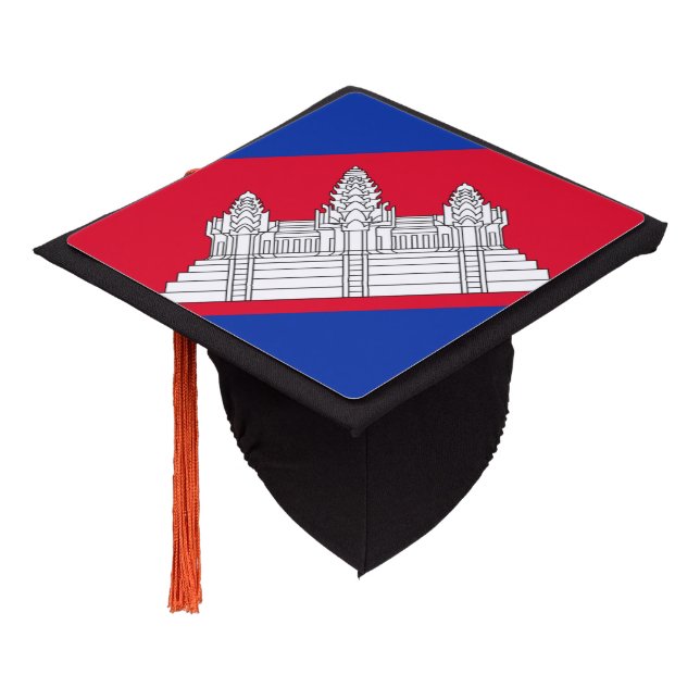 Cambodian flag graduation cap topper (Angled)