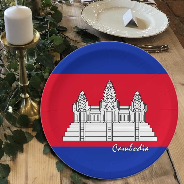 Cambodian Flag plates, party, sports, Cambodia Paper Plates (Creator Uploaded)