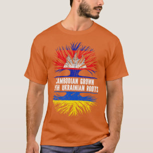 Cambodian Grown with Ukrainian Roots Flag T-Shirt