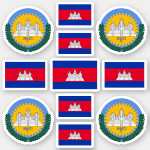 Cambodian national symbols / coat of arms and flag sticker