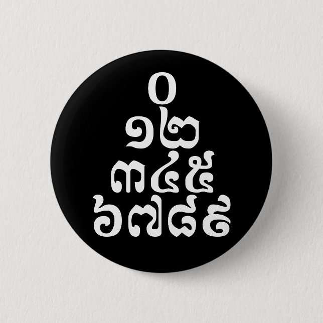 Cambodian Numbers Pyramid - 0 12 345 6789 Khmer Button (Front)