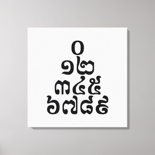 Cambodian Numbers Pyramid _ 0 12 345 6789 Khmer Canvas Print