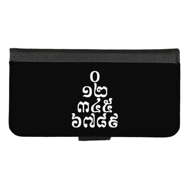 Cambodian Numbers Pyramid - 0 12 345 6789 Khmer iPhone Wallet Case (Front (Horizontal))