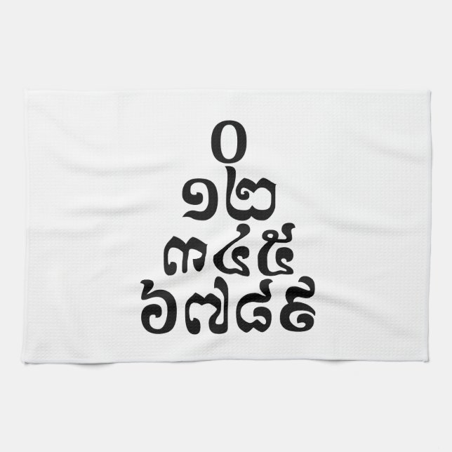Cambodian Numbers Pyramid - 0 12 345 6789 Khmer Kitchen Towel (Horizontal)