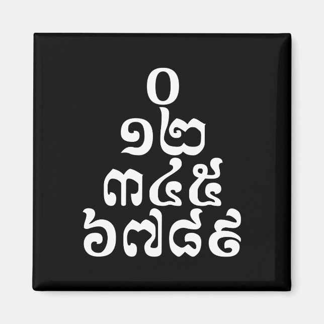 Cambodian Numbers Pyramid - 0 12 345 6789 Khmer Magnet (Front)