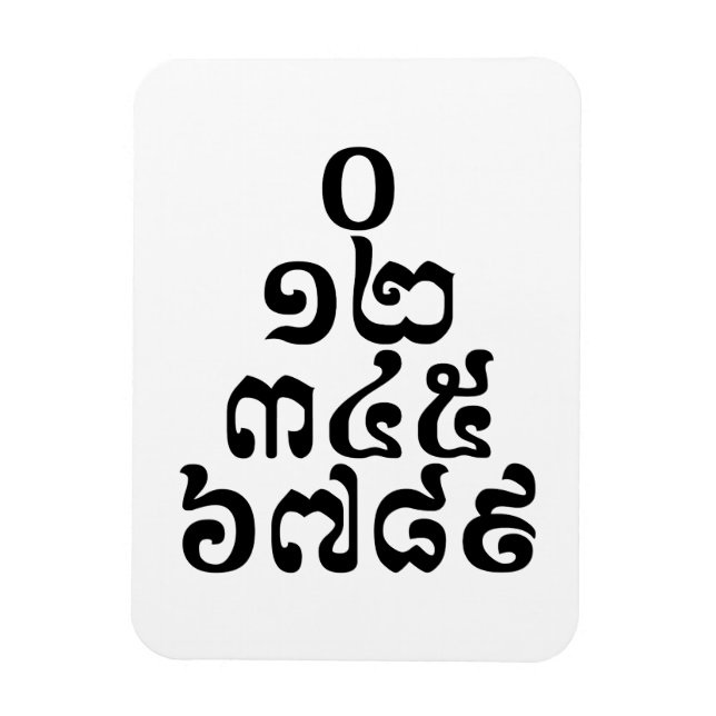 Cambodian Numbers Pyramid - 0 12 345 6789 Khmer Magnet (Vertical)