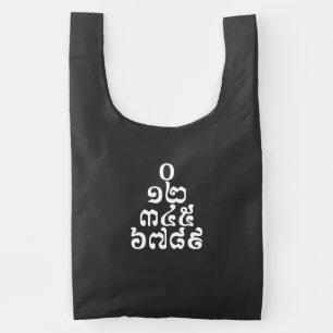 Cambodian Numbers Pyramid - 0 12 345 6789 Khmer Reusable Bag