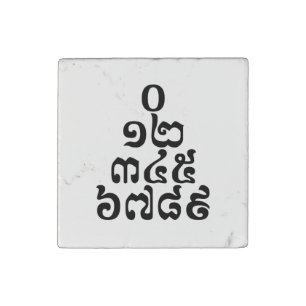 Cambodian Numbers Pyramid - 0 12 345 6789 Khmer Stone Magnet