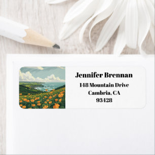 Cambria California Poppies Coast Return Address Label