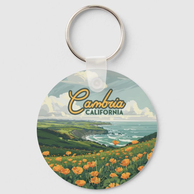 Cambria California Poppies Flowers Pacific Coast  Keychain (Front)