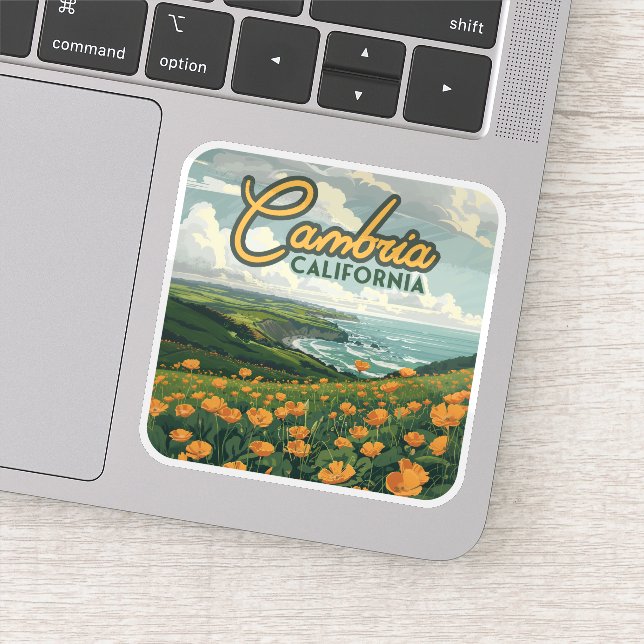 Cambria California Poppies Flowers Pacific Coast  Sticker (Detail)