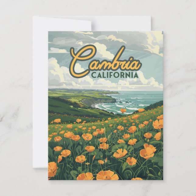 Cambria California Poppies Pacific Coast Card (Front)