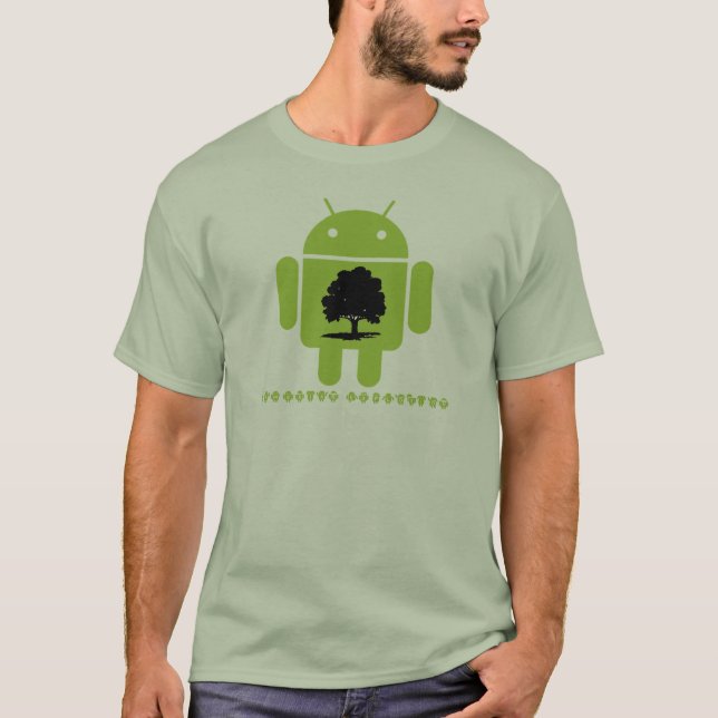 Cambrian Explosion (Bug Droid Oak Tree Silhouette) T-Shirt (Front)