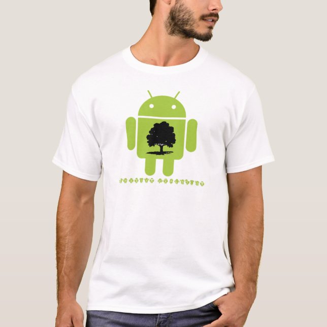 Cambrian Explosion (Bug Droid Oak Tree Silhouette) T-Shirt (Front)