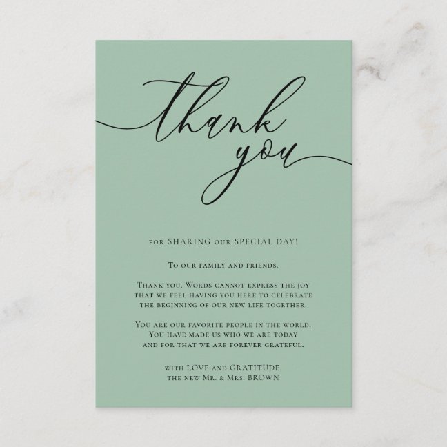 Cambridge Blue Lime Green Custom Photo Thank You Enclosure Card