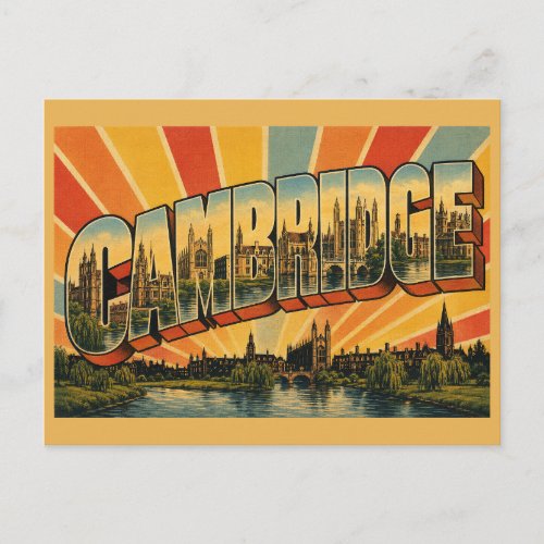 Cambridge England Vintage Travel Art Postcard