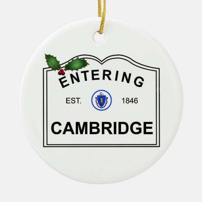Cambridge MA Ceramic Ornament (Front)