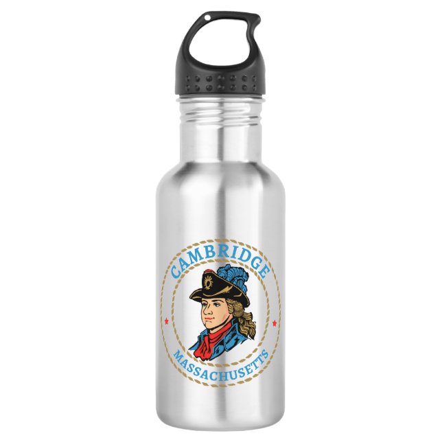 Cambridge Massachusetts Colonial Stainless Steel Water Bottle (Front)