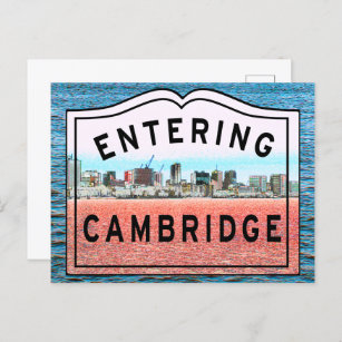 Cambridge Massachusetts Entering Sign Postcard