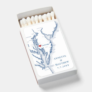 Cambridge MD Map Elegant Navy Blue Wedding  Matchboxes