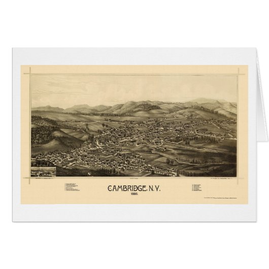 Cambridge, NY Panoramic Map - 1886 Cards (Front Horizontal)