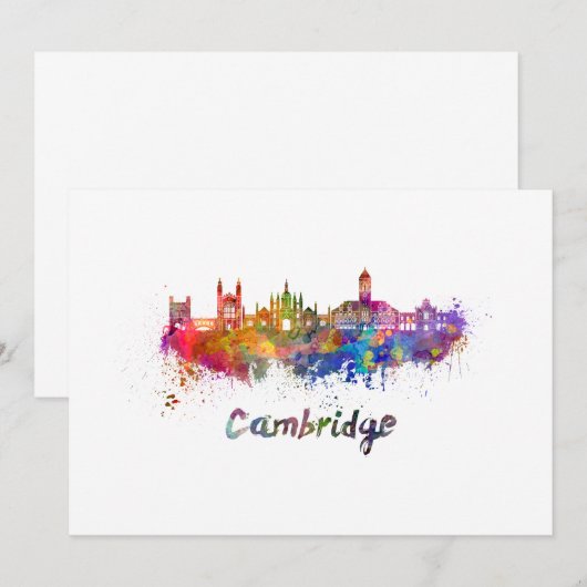 Cambridge skyline in watercolor (Front/Back)