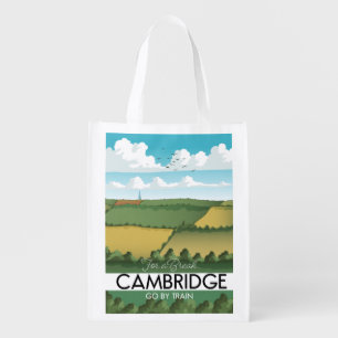 Cambridge Train travel poster Grocery Bag