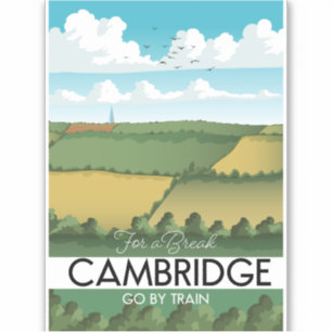 Cambridge Train travel poster Sticker