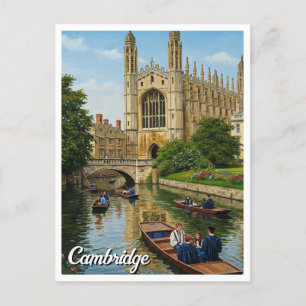 Cambridge University England Travel Punting Postcard