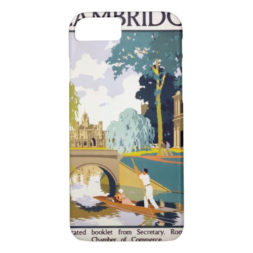 Cambridge Vintage Travel Poster Restored iPhone 87 Case