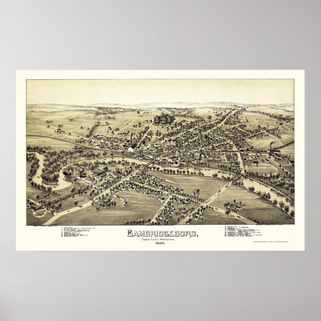 Cambridgeboro, PA Panoramic Map - 1895 Poster (Front)