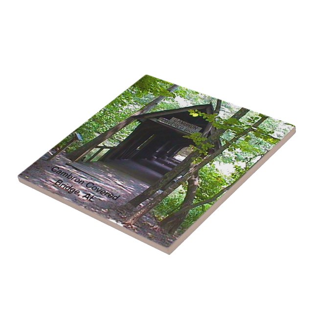 Cambron Covered Bridge, Madison County, Alabama Ceramic Tile (Side)