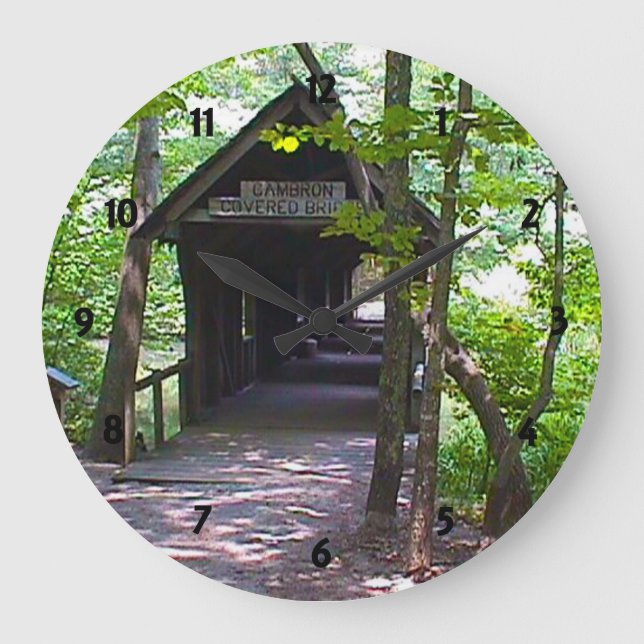 Cambron Covered Bridge, Madison County, Alabama Large Clock (Front)