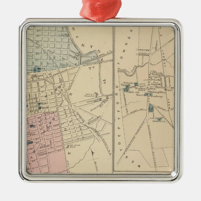 Camden, Atlantic City, Woodbury, Mt Holly Metal Ornament (Front)