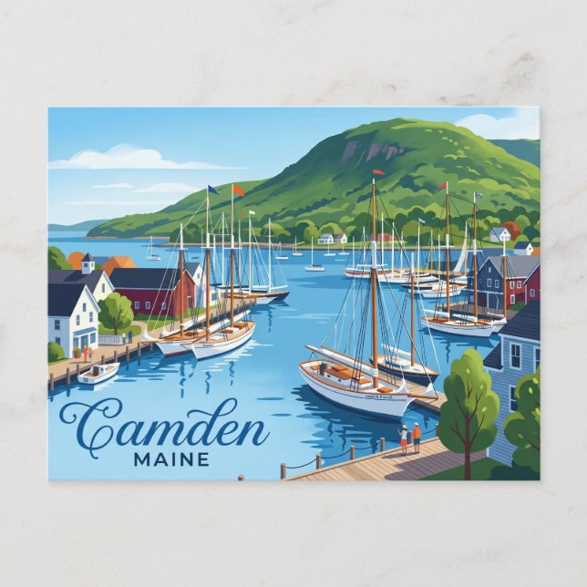 Camden Harbor USA Postcard (Front)