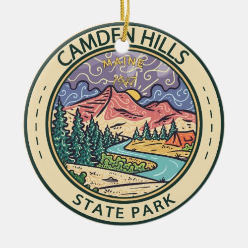 Camden Hills State Park Maine Badge Ceramic Ornament