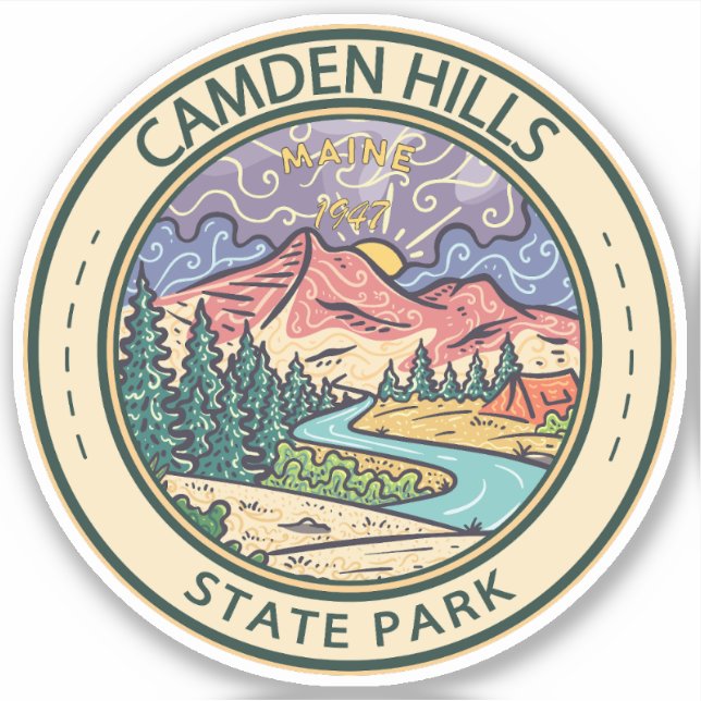 Camden Hills State Park Maine Badge Sticker (Front)