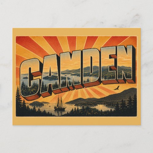 Camden Maine Bay Mountain Lake Art Postcard