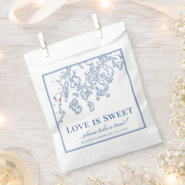 Camden Maine Map Love is Sweet Favor Bag (Clipped)