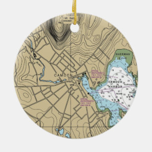 Camden Maine Nautical Chart Ceramic Ornament