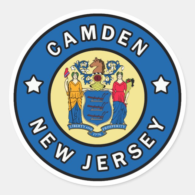 Camden New Jersey Classic Round Sticker (Front)