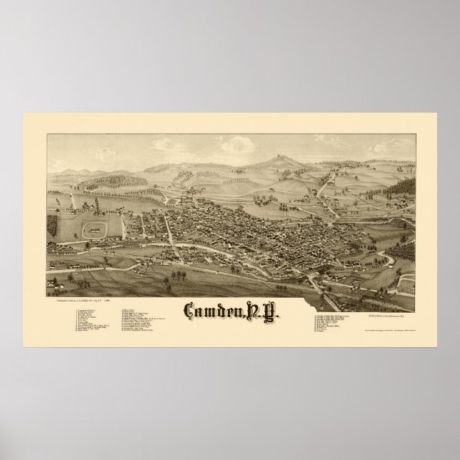 Camden, NY Panoramic Map - 1885 Poster (Front)
