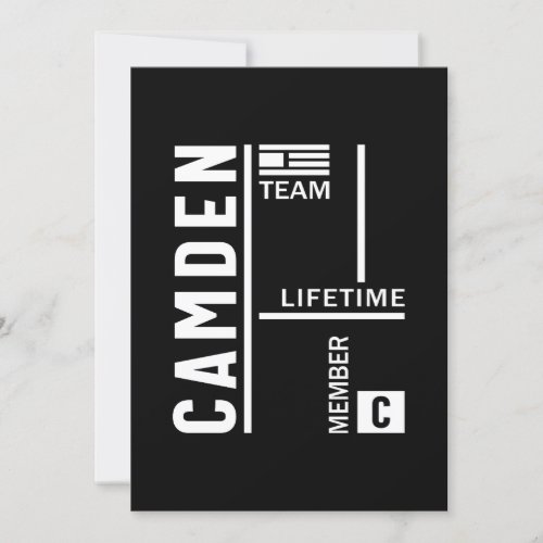 Camden Personalized Name Birthday Gift Invitation