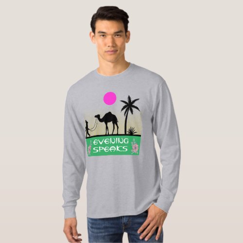 camel and man in desert T_Shirt