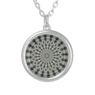 Camel and Teal Kaleidoscope Silver Plated Necklace