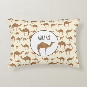 Camel Animal Pattern Custom Name Accent Pillow