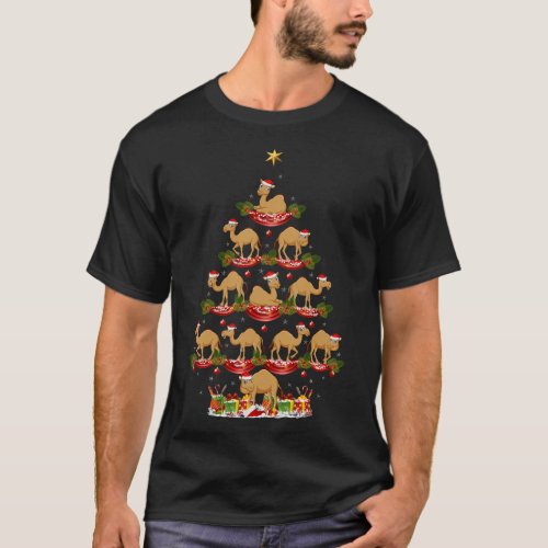Camel Animal Xmas Tree Lighting Camel Christmas Tr T_Shirt