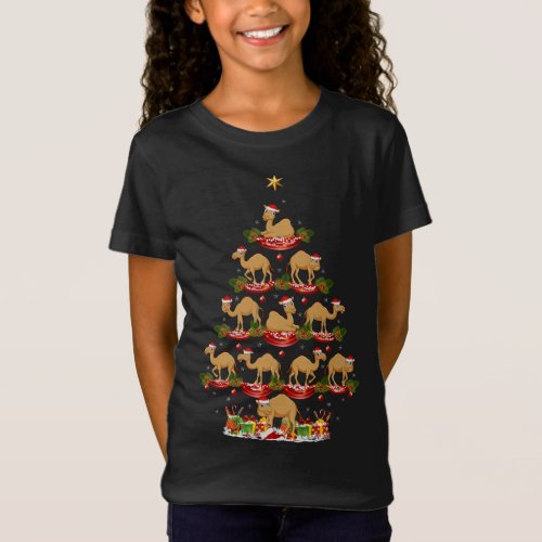 Camel Animal Xmas Tree Lighting Camel Christmas Tr T_Shirt