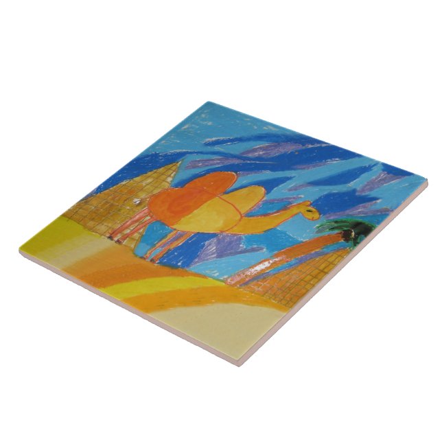 Camel Art by Kids Ceramic Tile (Side)